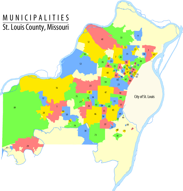 St Louis City And County Map Municipality Link List - Municipal League Of Metro St. Louis